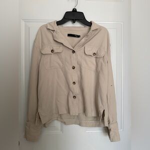 Max Studio Light Beige Utility Shirt Jacket